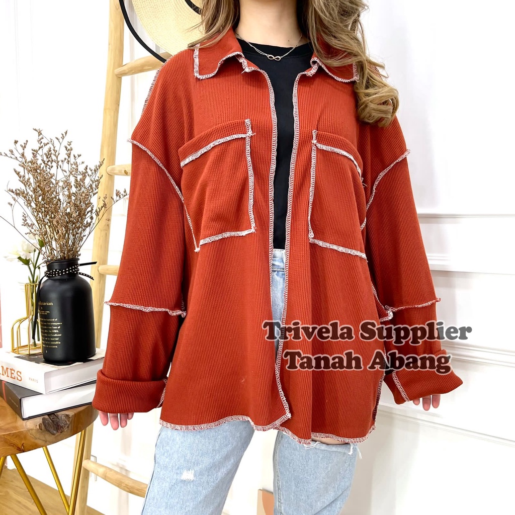 Outer Kemeja Rajut Bolbal Oversized 4 Warna