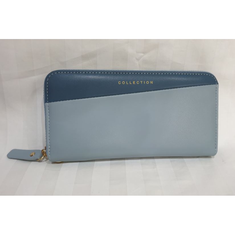 MINISO Dompet Wanita Panjang Resleting Elegant Biru