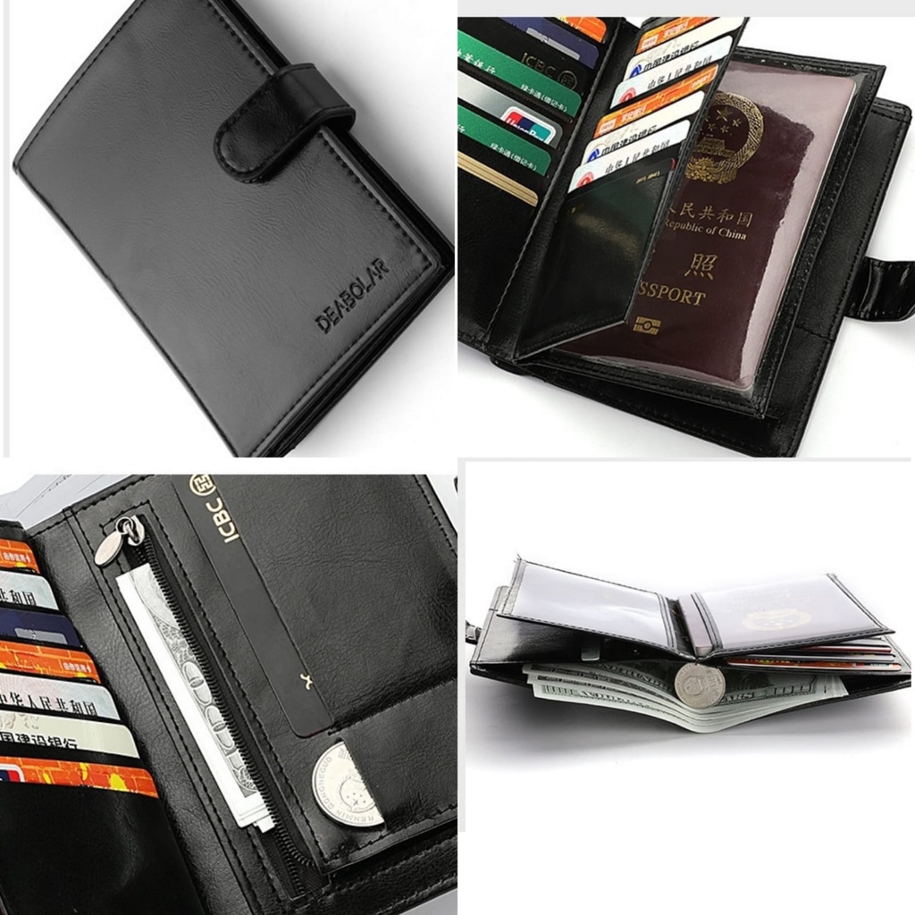 DOMPET LIPAT PRIA PASPOR WA462B5 KULIT HITAM BERSHAL CARD HOLDER PREMIUM IMPORT SLOT BANYAK UANG KARTU COWOK KEREN LAKI BATAM BRANDED