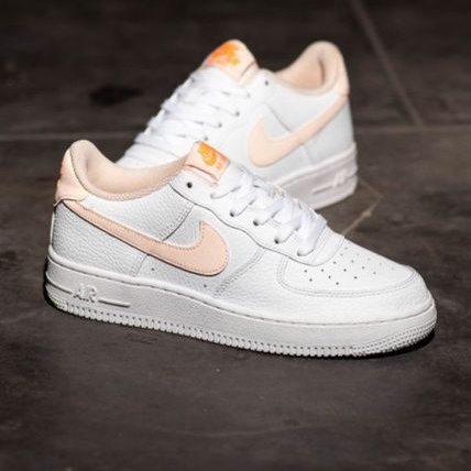 Nk Air Force 1 Low White Peach Original Sneakers Wanita