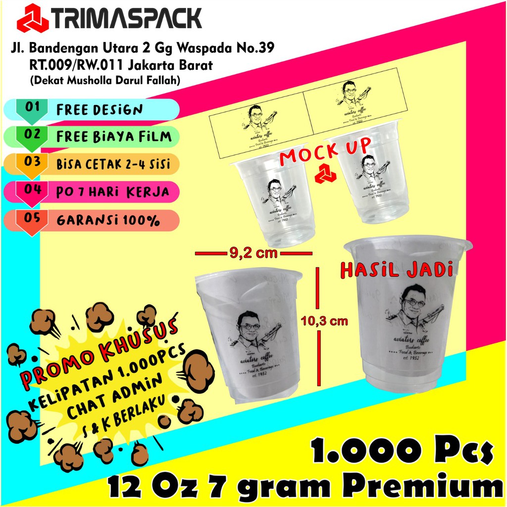 

Sablon gelas plastik 14 Oz 7gram / sablon cup plastik 14 oz [ POLYCUP DATAR ] - 1.000 Pcs