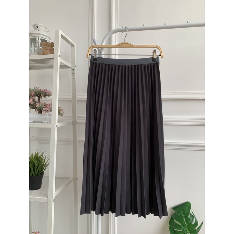 FW R83 Rok Plisket Lycra 7/8 Import | Lycra Flare midi Skirt impor