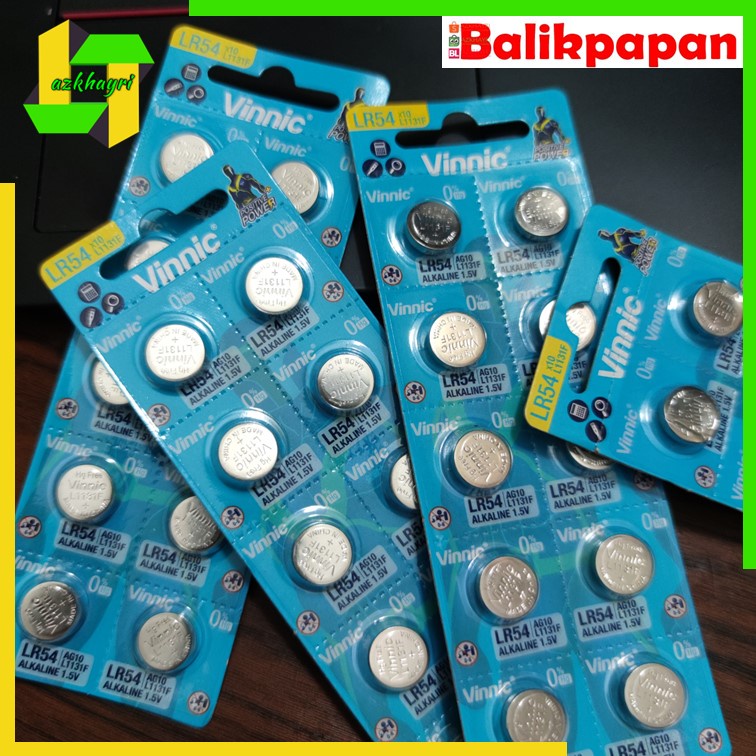 Baterai AG10 Battery L1131F LR54 AG 10 VINNIC Alkaline Batre Kancing Jam