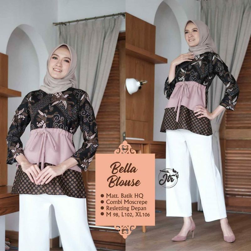 Tey-17 Batik Wanita Asj Sa Hrb026 Kenongo Kemeja Tosca Pendek