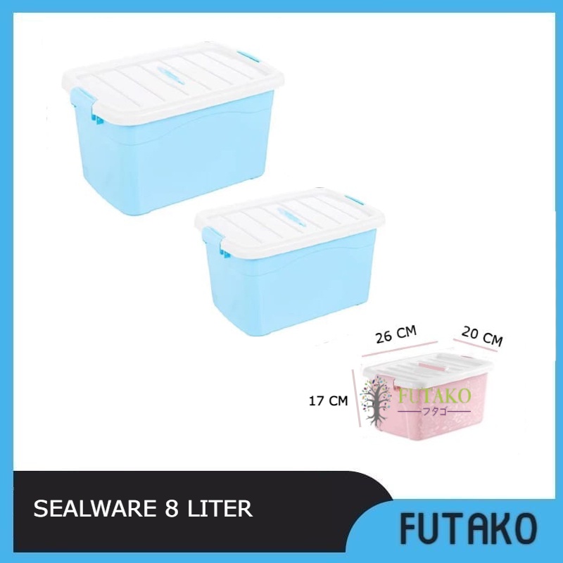 FUTAKO Kotak Penyimpanan dengan Penutup SEALWARE Storage Box Baju Ukuran S (26x20x17) 8 LITER