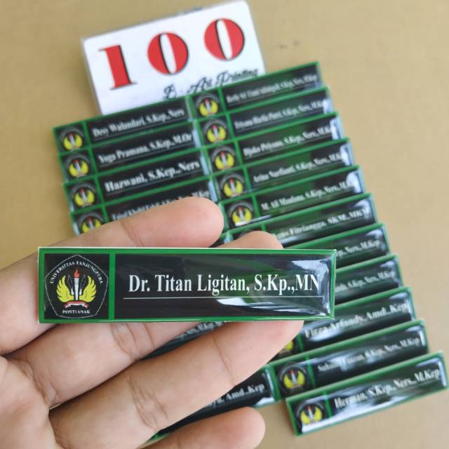 Nama Dada Papan Nama Name Tag Full Akrilik Coating Resin Glass