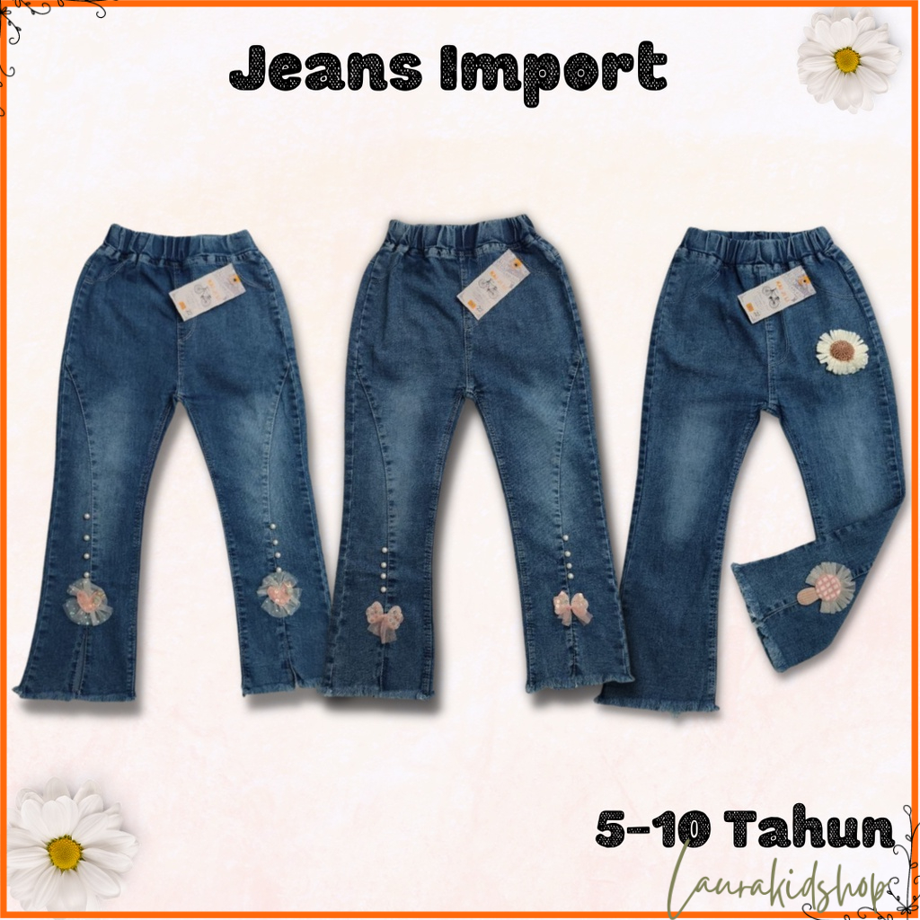 Celana Jeans Anak Perempuan Import Premium Mutiara 5-11 Tahun