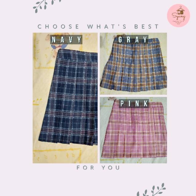 Tennis Skirt/ Rok Pendek/ Rok Celana/ Pleated Tartan Skater Mini Plisir Jepang Korea