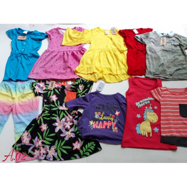 Baju anak branded isi 10 pcs kondisi reject fo dan sisa pabrik
