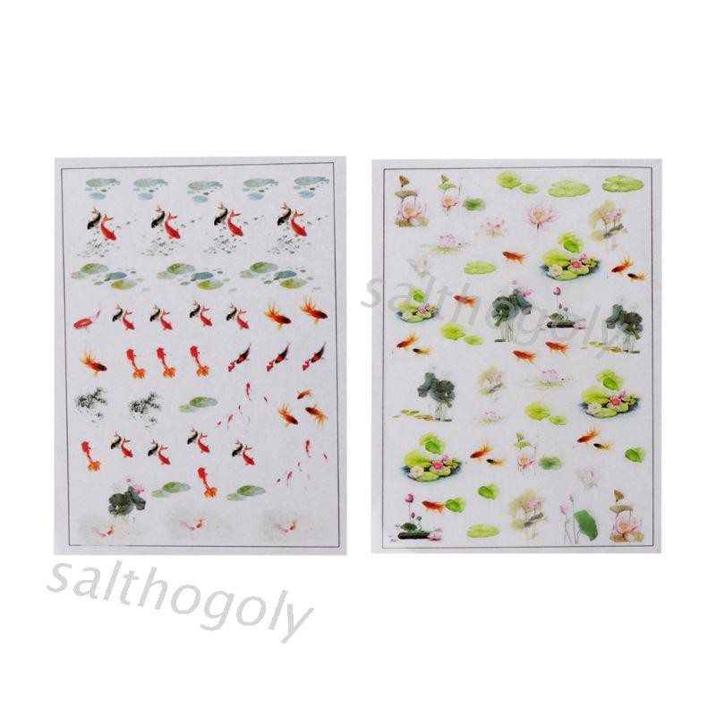 Moonlight Stiker Film Motif Ikan Mas / Lotus 3d Bahan Resin Untuk Dekorasi Perhiasan