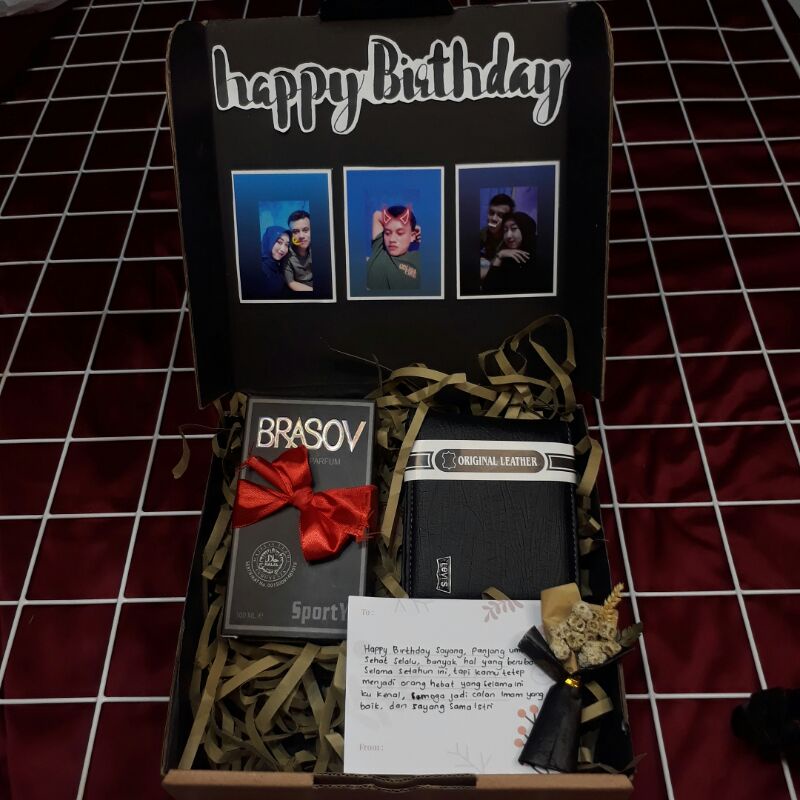 

gift box full hitam + foto / hampers box