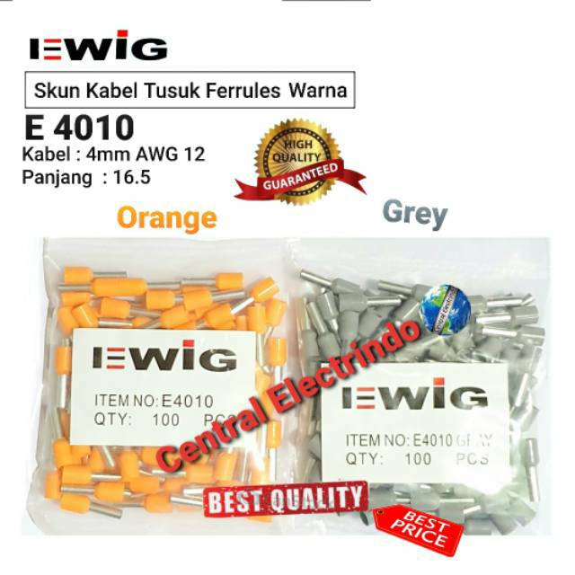 Skun Kabel Ferrules Warna E 4010 Kabel 4mm AWG 12 EWIG.