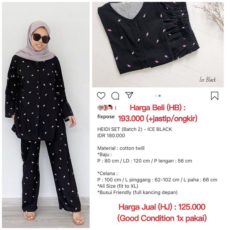 PRELOVED SETELAN FIXPOSE ISH & SCUBA KULOT IYMELSAYSHIJAB