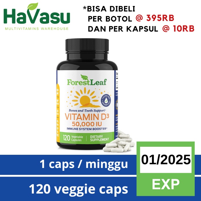 Forest Leaf ForestLeaf Vitamin D3 50000 IU Dosis Mingguan - 120 Caps