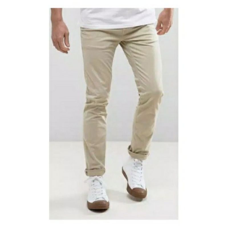 CELANA CHINO Panjang pria Slimfit KERJAHARIAN Santai Casual Formal Hitam Abu Cream Mocca Size 27-38