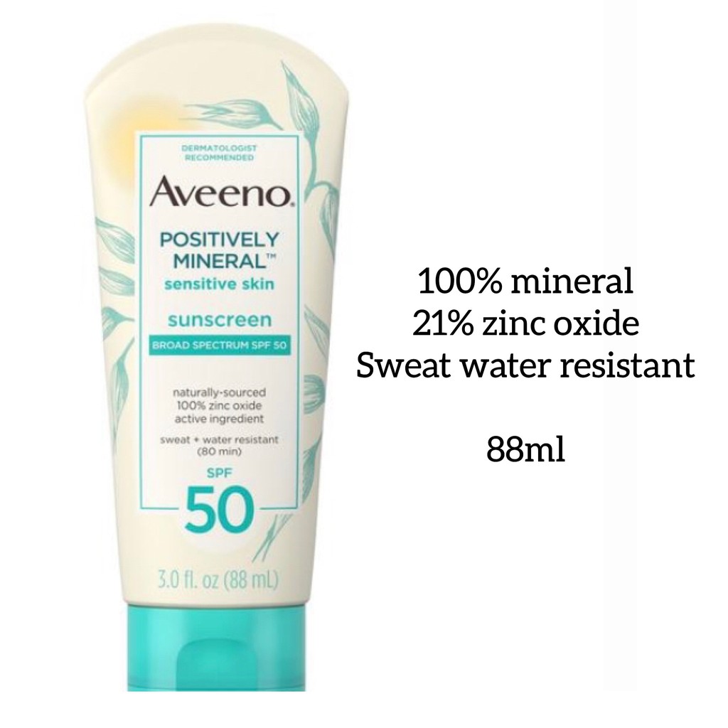 Aveeno Positively Mineral Sensitive Skin Sunscreen SPF 50 88ml