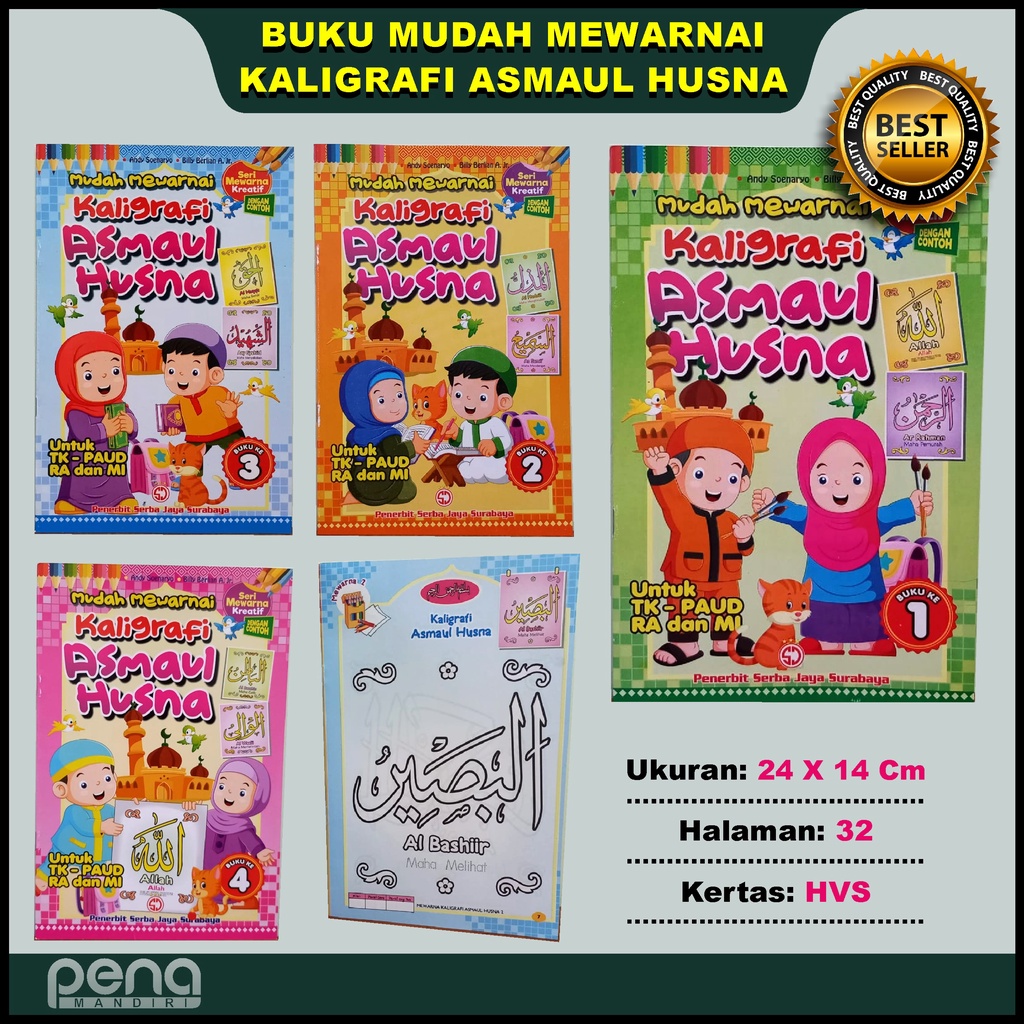 Buku TK Paud Mudah Mewarnai Kaligrafi Asmaul Husna - Serba Jaya