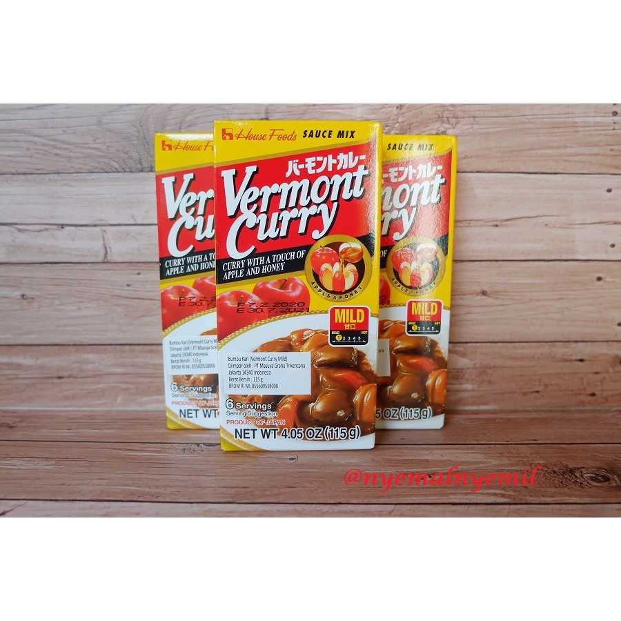 

House Vermont Curry 115gr Mild-Med Hot-Hot Bumbu Kari Jepang