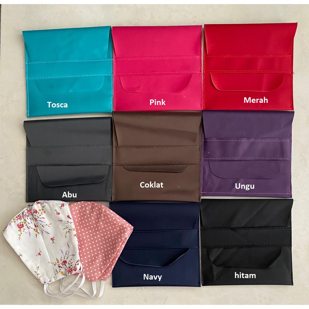 pouch penyimpanan masker polos dan motif