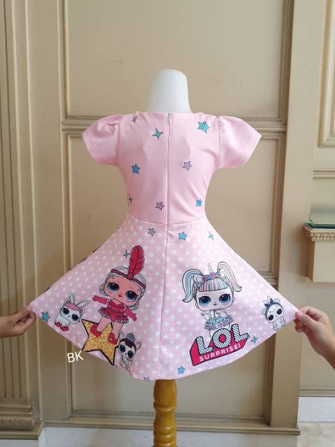 DRESS LENGAN PENDEK MOTIF LOL UNICORN LITTLE PONY IMPORT LUCU PINK