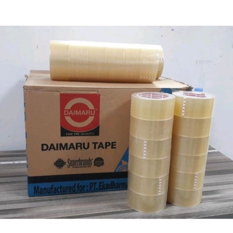 1 dus isi 72 pics Lakban Daimaru tebal OPP tape super Murah ready Bening / coklat Original Asli