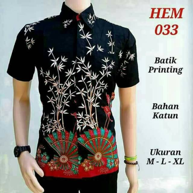 TERBARU Risna Batik HRB026 kenongo kemeja hem pendek padi pekalongan sogan halus M L XL Hem Batik