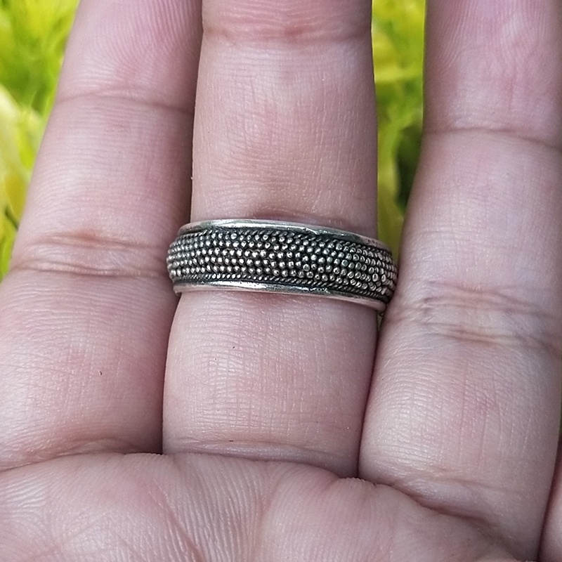 Cincin Ring Perak silver Bali Jawan Polos Antik Unik Titik Dot Cewek Cowok 925