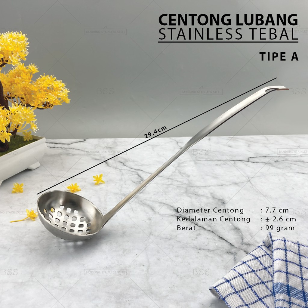 2 pilihan ukuran centong sendok kuah sup soup sayur ladle lubang stainless tebal doff