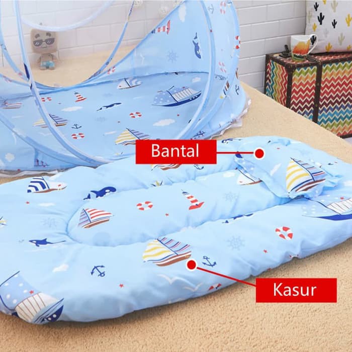 Kelambu Bayi KL13 Motif Boat Perahu | Musik series 3in1 Kasur + Bantal