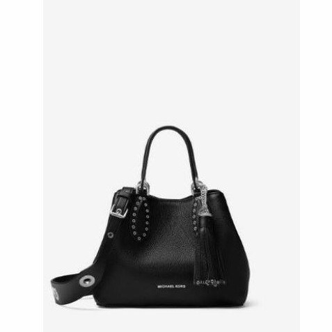 Ready Michael Kors MK Brooklyn Small Leather Satchel Black original