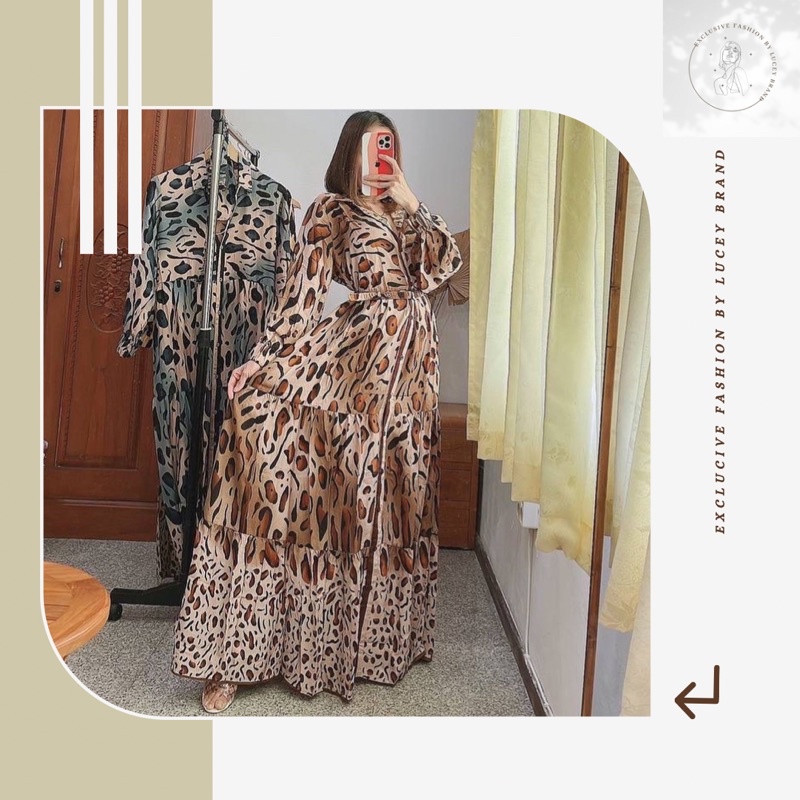 Premium Fashion Bali | Long Dress Gamis Shakira Muslimah Wanita Korea Longdress Muslim Leopard Polos