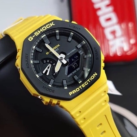 TERLARIS JAM TANGAN SPORT PRIA CASIO G-SHOCK GA-2100 TALI KUNING
