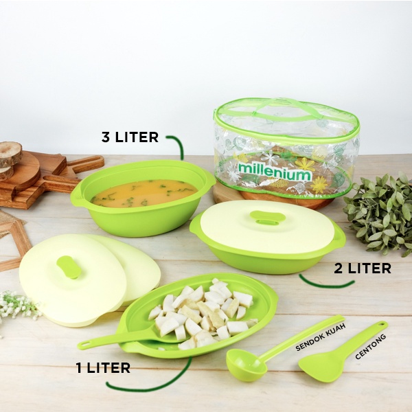 Millenium SERVING SET - Kotak Makanan wadah tempat sayur set mangkok mangkuk piring centong