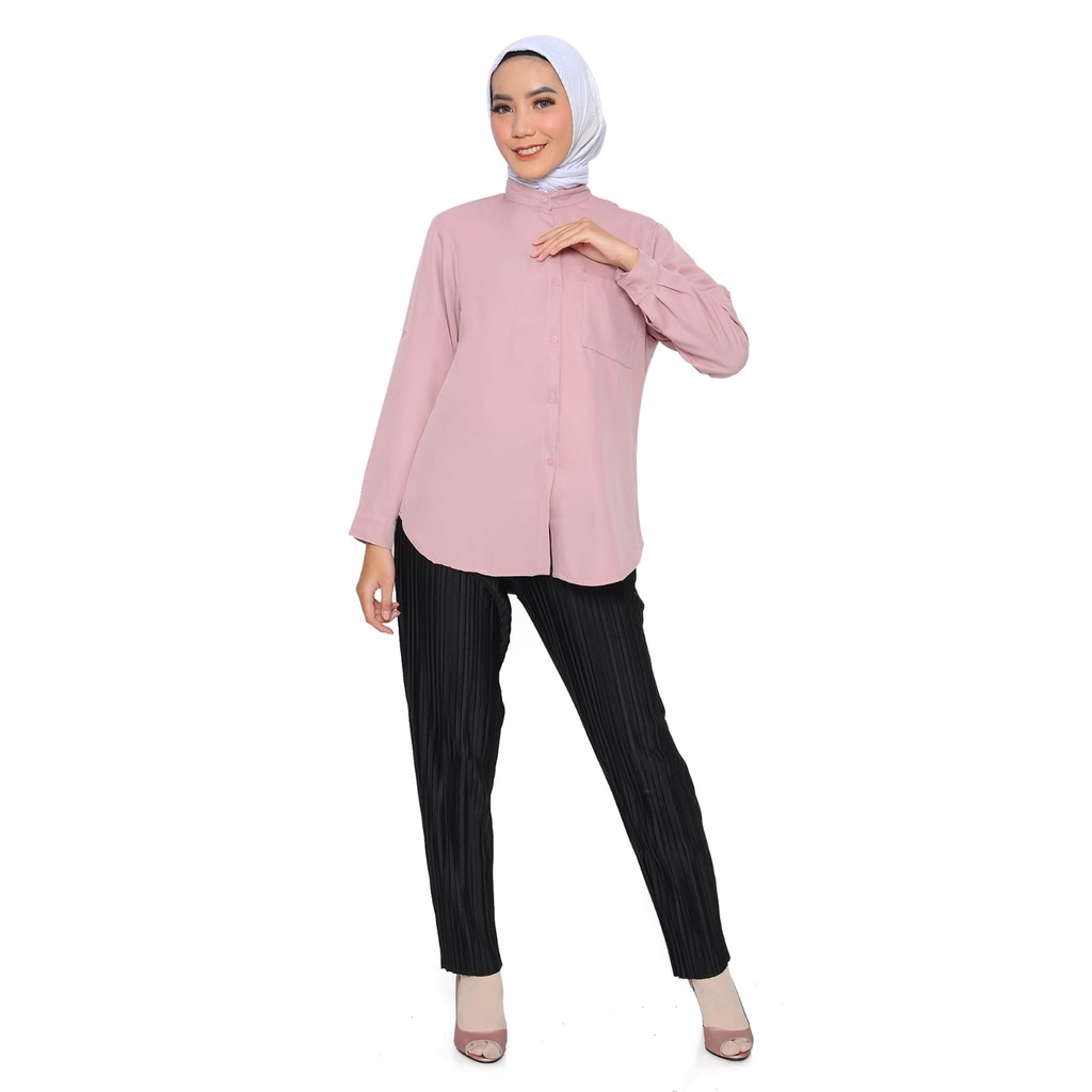 Aurel blouse/giovany shirt atasan kemeja polos wanita basic shakila impor