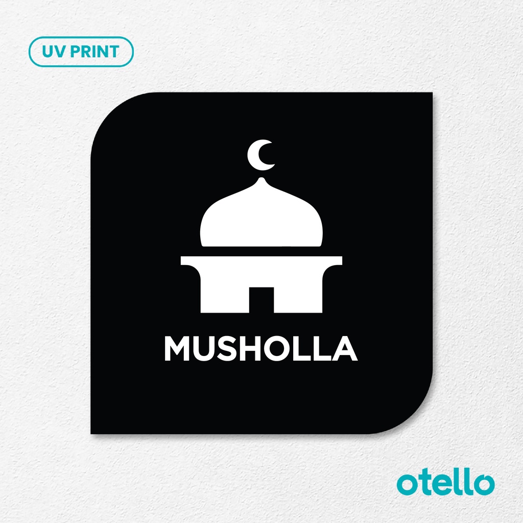 Musholla Sign Board Akrilik Tempel Signage Dinding Papan Acrylic Restoran Wall Stiker Dinding Petunjuk Toko Cafe