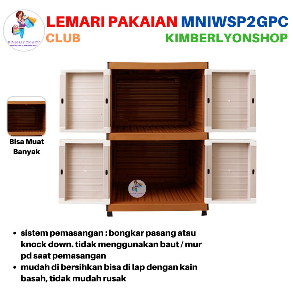 Lemari Pakaian Plastik Mini Susun 2 MNI WSP2 Club