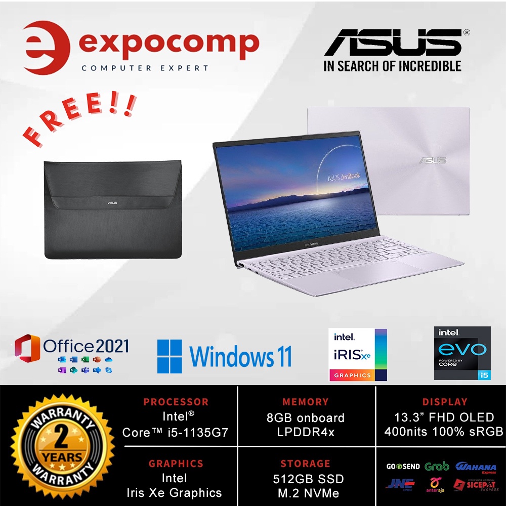 ASUS ZENBOOK UX325EA-EVO552 LILAC CORE i5-1135G7