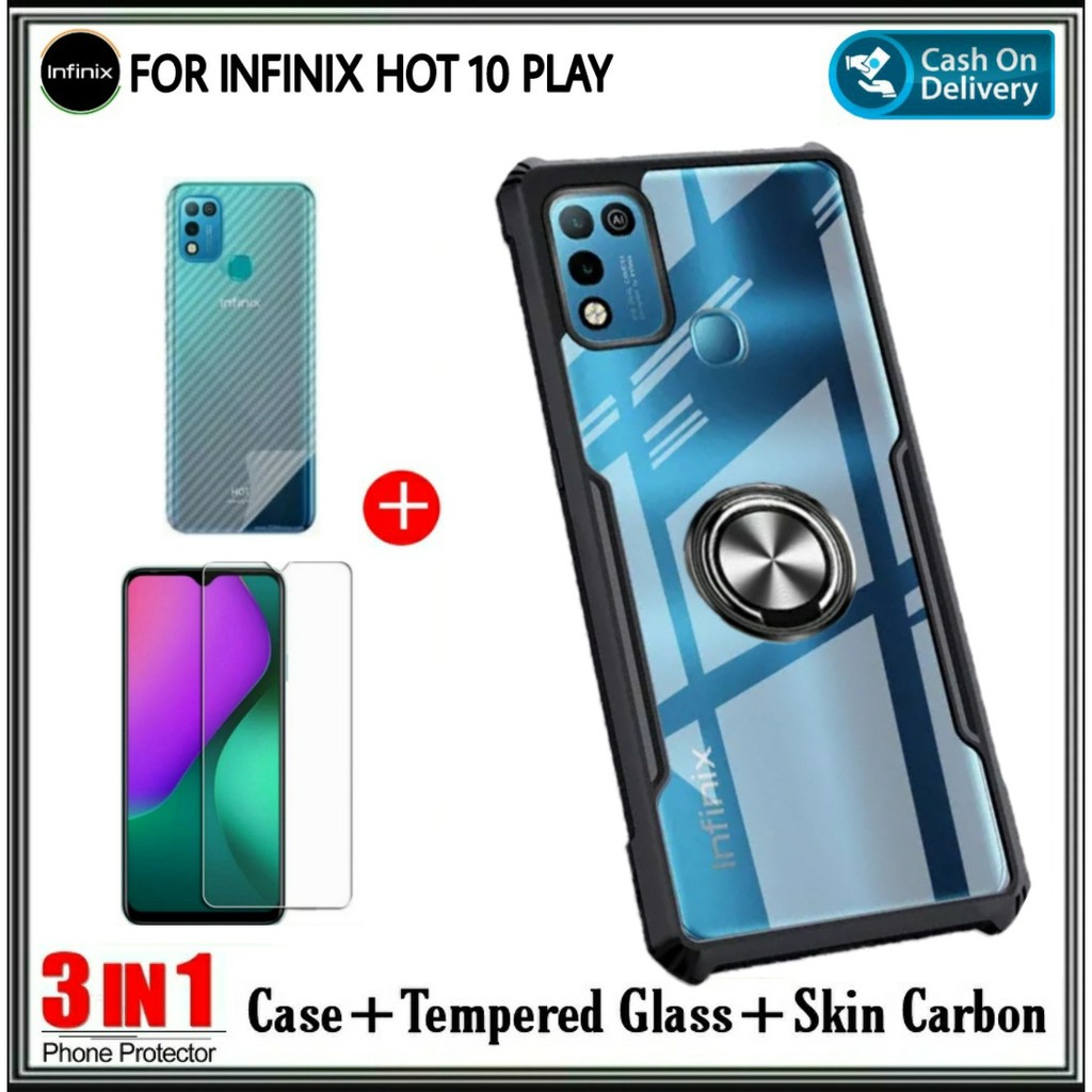 Promo Di AlvaCaseAcc 3in1 Case Infinix Hot 10 Play Soft Hard Fusion Transparnt Casing Cover