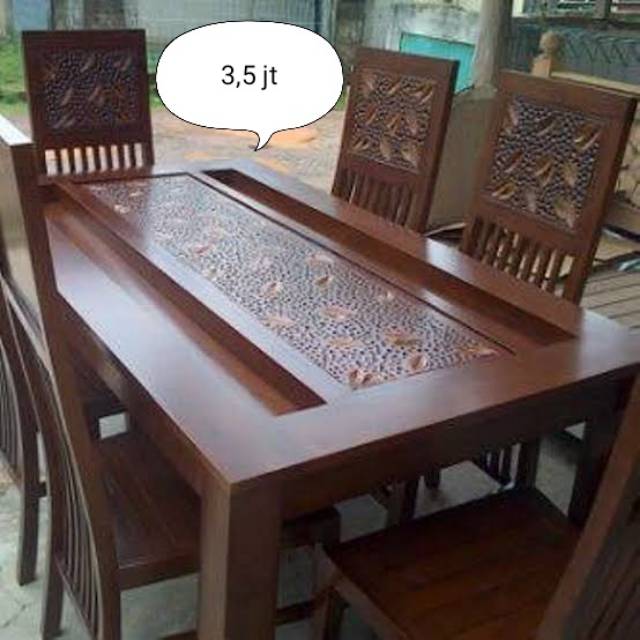 Meja makan 6 kursi jati