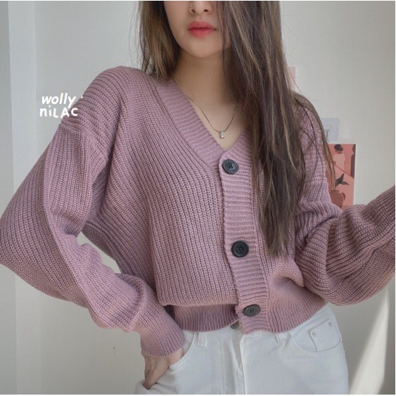 CARDIGAN RAJUT WANITA  WOLLY CROP CARDIGAN (7 gauge)  ELLENA BASIC OUTWEAR