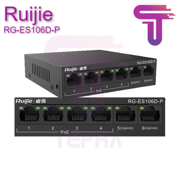 Ruijie RG-ES106D-P 6 Port 10/100 Unmanaged PoE+ Switch with 58W