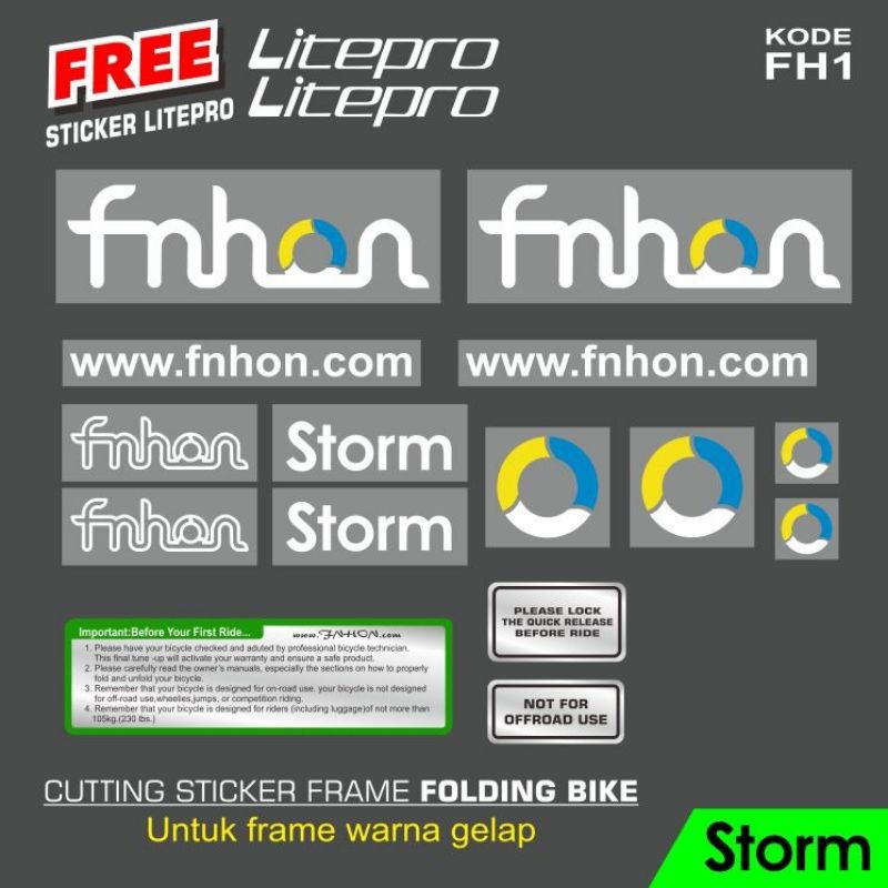 Cutting sticker frame sepeda lipat model Fnhon Storm