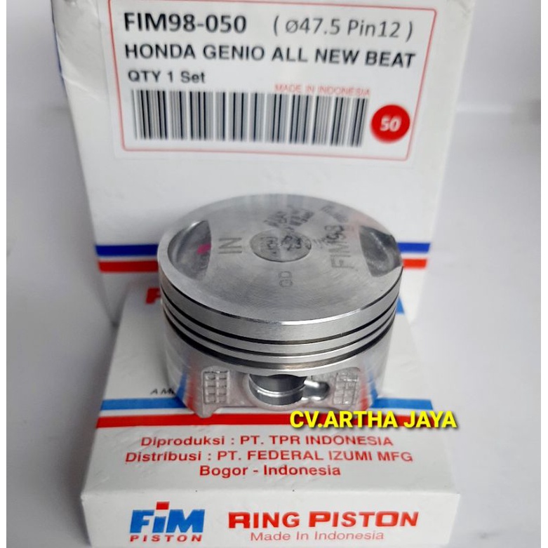 PISTON KIT FIM FIM98 HONDA GENIO / ALL NEW BEAT / BEAT LED 2020 / SCOOPY 2020 ( 47 / 47,5 / 48 / 48,5 / 49 / 49,5 ) ( STD / 050 / 100 / 150 / 200 / 250 ) ( PEN 12 / PIN 12 )-2