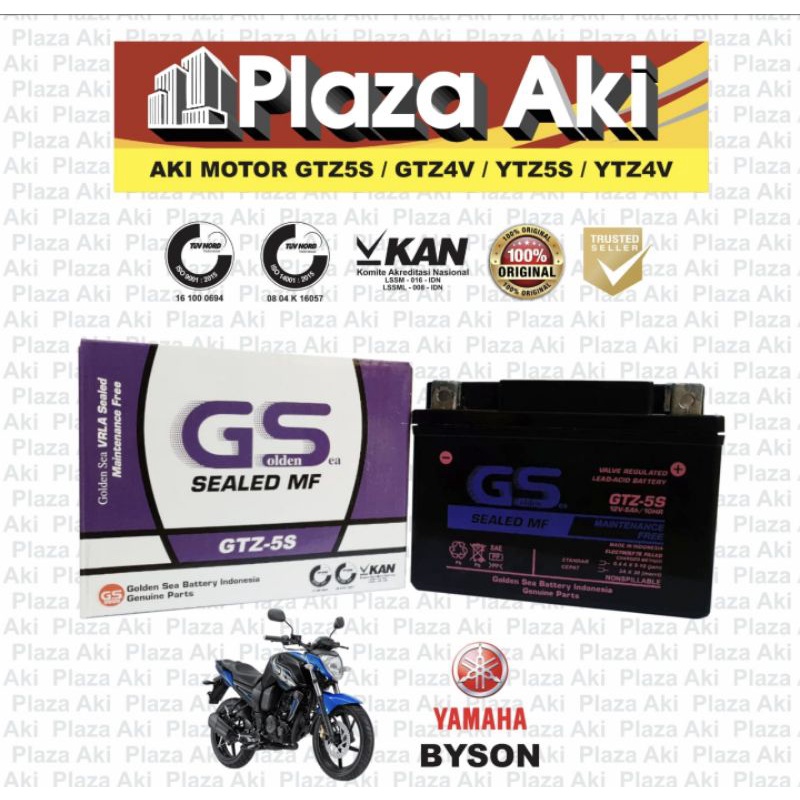 Aki Motor Kering MF Yamaha Byson GTZ5 GTZ5S GTZ-5S GTZ 5S Golden Sea Accu Kering MF (GTZ5S)