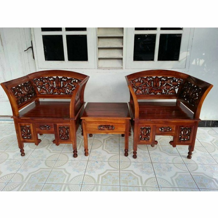Kursi Kayu - Kursi Teras Minimalis Kayu Jati Ukir Jepara Kursi Teras Kartini
