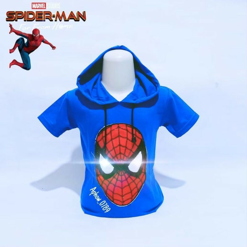 Koas Hodie Anak Laki Laki Superhero Spiderman Led Nyala dan Gambar Usap