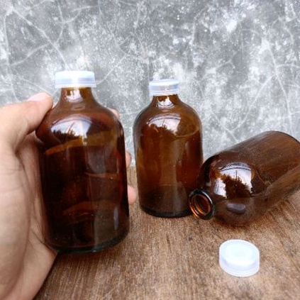 Botol vial 100ml amber tutup karet / segel almunium / Kayu / Plastik VAS BUNGGA / DEKROASI MEJA