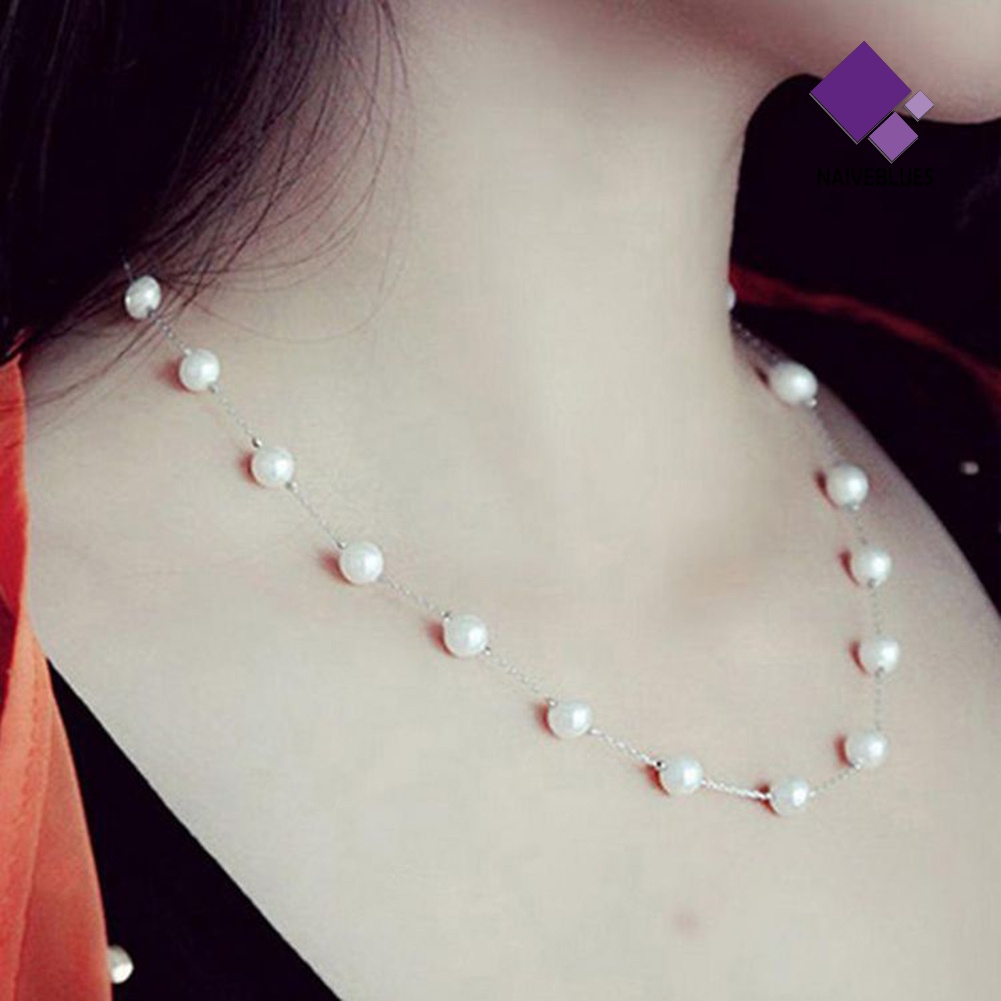 Kalung Choker Rantai Pendek Aksen Mutiara Imitasi Untuk Wanita