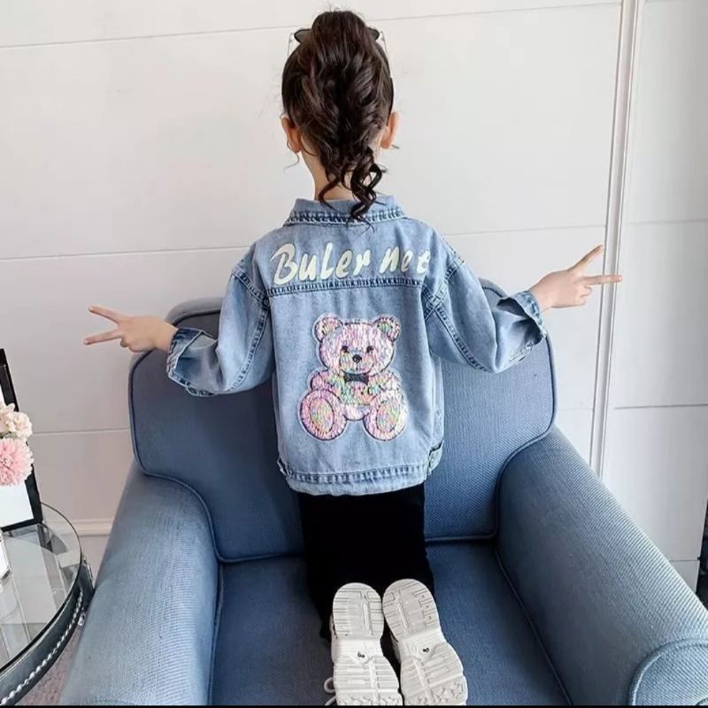 JAKET JEANS ANAK PEREMPUAN BORDIR BONEKA UNTUK USIA ANAK 2-13 THN