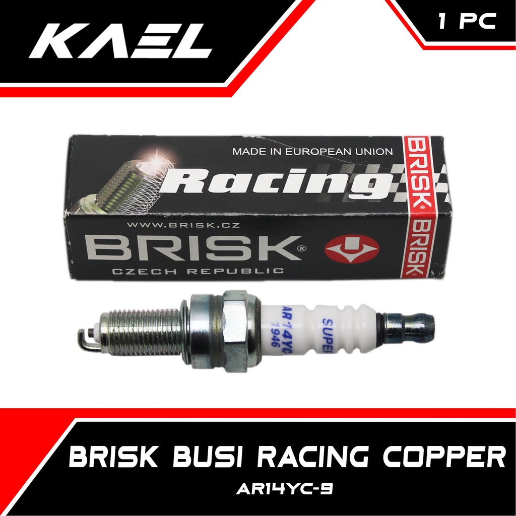 BRISK Busi Racing Copper AR14YC-9 Blade/Revo Absolute/Vario 110 Carbu-Techno CBS/Karisma/Supra X 125-PGMFI-Helm In/Kirana/Mega Pro FI/Nex/Xeon/T-Max Coper Spark Plug Honda-dll